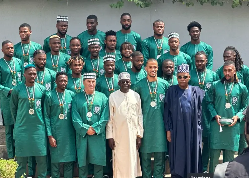 Tinubu honours Super Eagles with national award, plots of land, flats in FCT Tinubu honours Super Eagles with national award, plots of land, flats in FCT