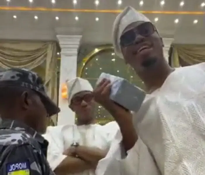 Okoya’s son apologises as police nab officer in naira spraying saga Okoya’s son apologises as police nab officer in naira spraying saga