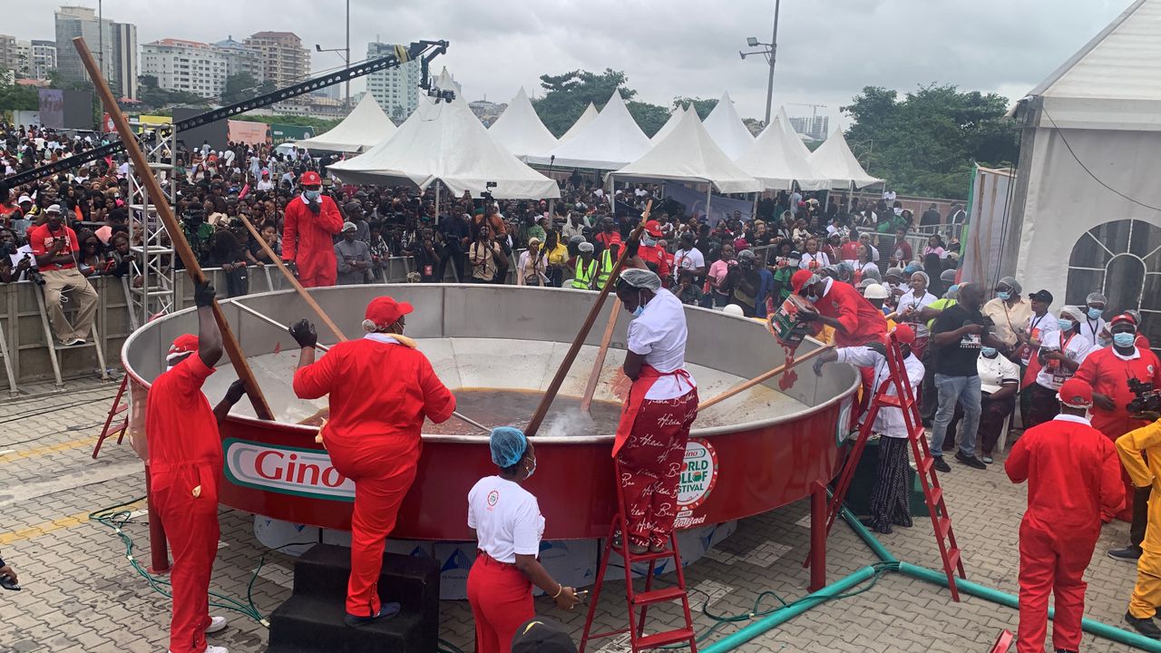 Nigerian Hilda Baci begins attempt to cook world’s biggest pot of jollof rice