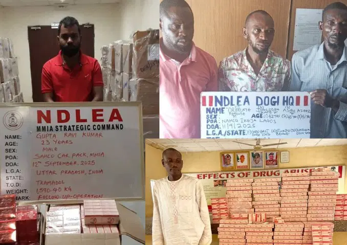 NDLEA arrest Indian businessman, three others over ₦3.9bn tramadol in Lagos
