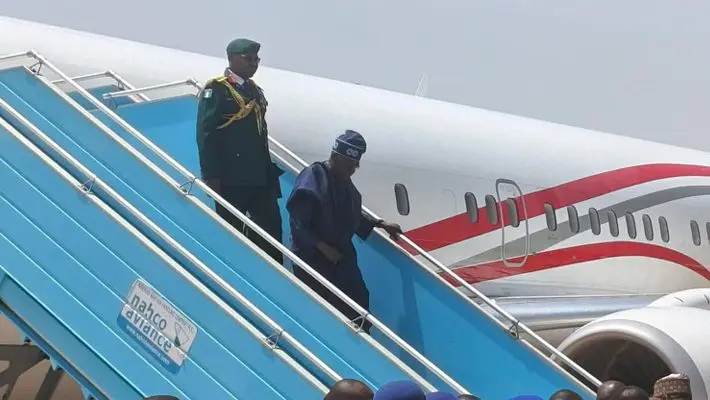 Tinubu arrives Kaduna for wedding, to visit Buhari’s widow